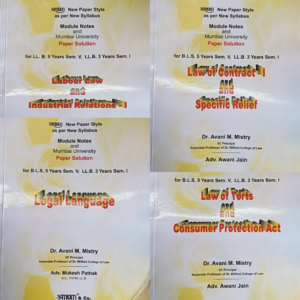 Pack of 4 Books | Labour Law & Industrial Relations  | Law of Contract - I & Specific Relief  | Law of Torts and Consumer Protection Act  | Legal Language for SEM-1 of 3 Year LL.B or Sem-V of 5 Year B.L.S. LL.B